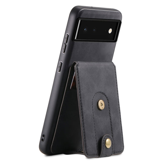 For Google Pixel 6 Denior D14 NK Retro Pattern MagSafe Magnetic Card Holder Leather Phone Case(Black) - Google Cases by Denior | Online Shopping UK | buy2fix