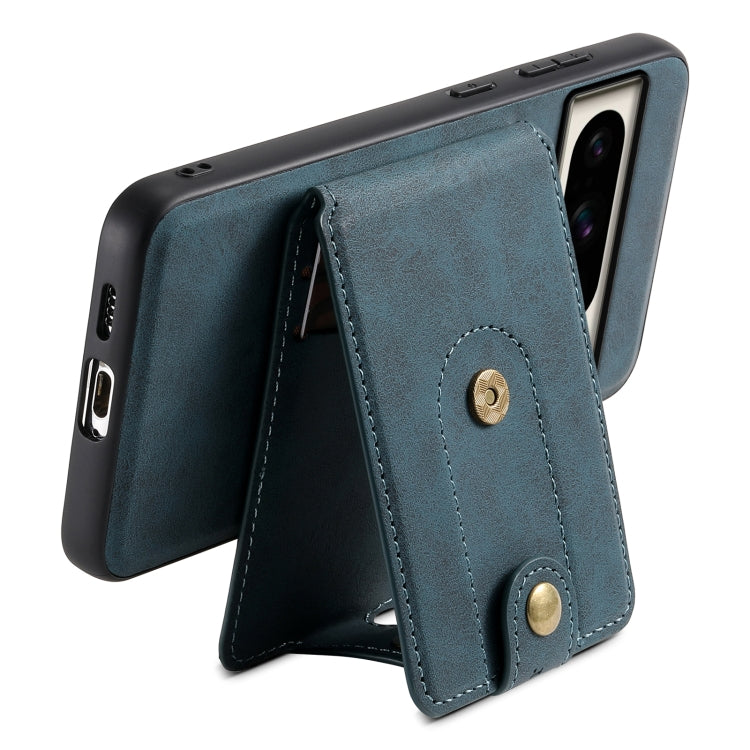 For Google Pixel 8 Pro Denior D14 NK Retro Pattern MagSafe Magnetic Card Holder Leather Phone Case(Blue) - Google Cases by Denior | Online Shopping UK | buy2fix