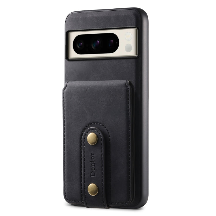 For Google Pixel 8 Pro Denior D14 NK Retro Pattern MagSafe Magnetic Card Holder Leather Phone Case(Black) - Google Cases by Denior | Online Shopping UK | buy2fix