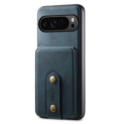 For Google Pixel 9 Pro Denior D14 NK Retro Pattern MagSafe Magnetic Card Holder Leather Phone Case(Blue) - Google Cases by Denior | Online Shopping UK | buy2fix