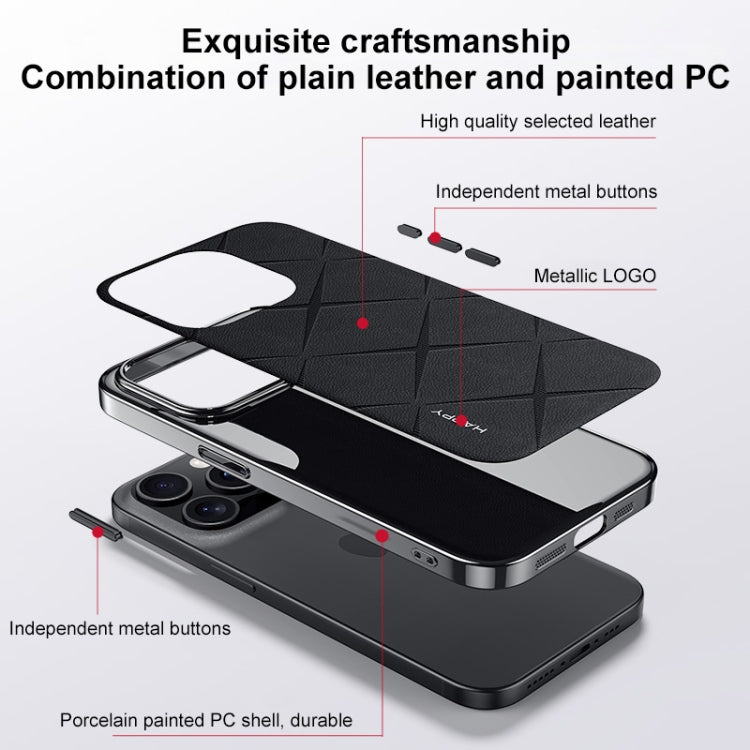 For iPhone 16 Plain Leather PC Phone Case(Black) - iPhone 16 Cases by buy2fix | Online Shopping UK | buy2fix