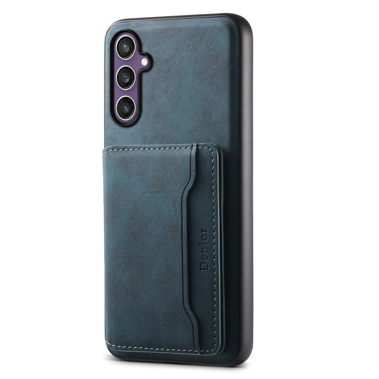 For Samsung Galaxy S24 5G Denior D13 Retro Texture Leather MagSafe Card Bag Phone Case(Blue) - Galaxy S24 5G Cases by Denior | Online Shopping UK | buy2fix