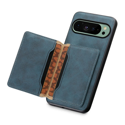 For Google Pixel 9 Denior D13 Retro Texture Leather MagSafe Card Bag Phone Case(Blue) - Google Cases by Denior | Online Shopping UK | buy2fix