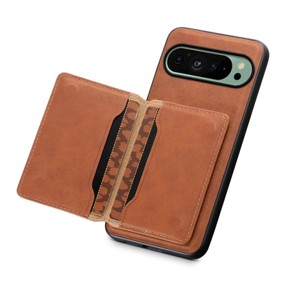 For Google Pixel 9 Denior D13 Retro Texture Leather MagSafe Card Bag Phone Case(Brown) - Google Cases by Denior | Online Shopping UK | buy2fix