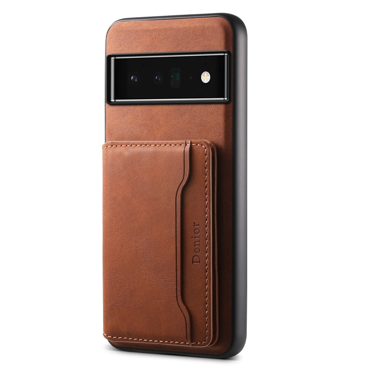 For Google Pixel 6 Pro Denior D13 Retro Texture Leather MagSafe Card Bag Phone Case(Brown) - Google Cases by Denior | Online Shopping UK | buy2fix