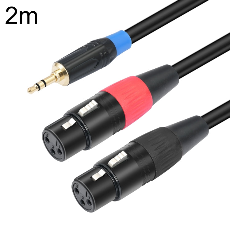 TC195BUXK107RE 3.5mm Male to Dual XLR 3pin Female Audio Cable, Length:2m(Black) - Microphone Audio Cable & Connector by buy2fix | Online Shopping UK | buy2fix