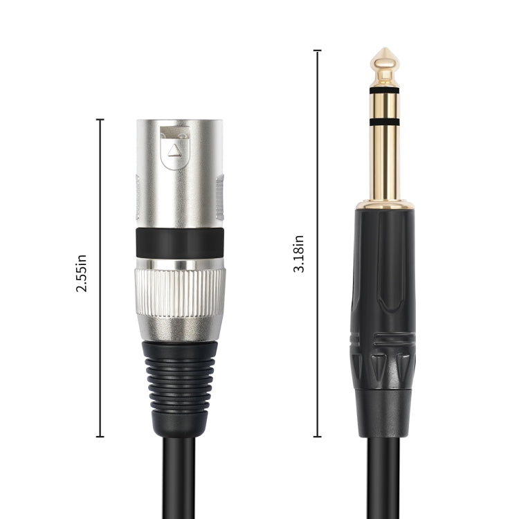 TC145BK55 6.35mm 1/4 TRS Male to XLR 3pin Male Microphone Cable, Length:10m(Black) - Microphone Audio Cable & Connector by buy2fix | Online Shopping UK | buy2fix