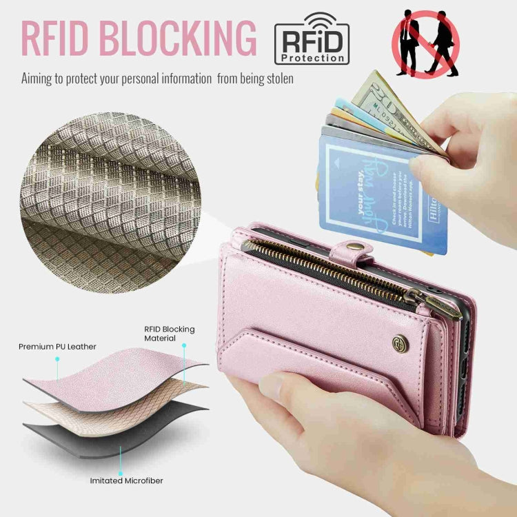 For iPhone XS / X CaseMe C36 Card Slots Zipper Wallet RFID Anti-theft Leather Phone Case(Pink) - More iPhone Cases by CaseMe | Online Shopping UK | buy2fix