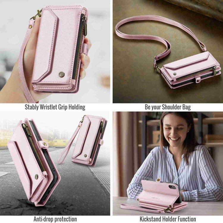 For iPhone XS / X CaseMe C36 Card Slots Zipper Wallet RFID Anti-theft Leather Phone Case(Pink) - More iPhone Cases by CaseMe | Online Shopping UK | buy2fix