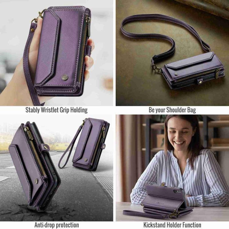 For iPhone XS Max CaseMe C36 Card Slots Zipper Wallet RFID Anti-theft Leather Phone Case(Purple) - More iPhone Cases by CaseMe | Online Shopping UK | buy2fix