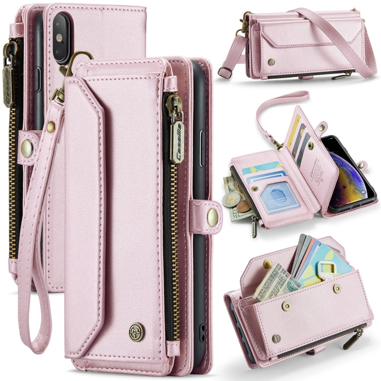 For iPhone XS Max CaseMe C36 Card Slots Zipper Wallet RFID Anti-theft Leather Phone Case(Pink) - More iPhone Cases by CaseMe | Online Shopping UK | buy2fix