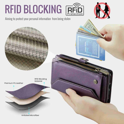 For iPhone 11 CaseMe C36 Card Slots Zipper Wallet RFID Anti-theft Leather Phone Case(Purple) - iPhone 11 Cases by CaseMe | Online Shopping UK | buy2fix