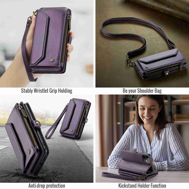 For iPhone 11 CaseMe C36 Card Slots Zipper Wallet RFID Anti-theft Leather Phone Case(Purple) - iPhone 11 Cases by CaseMe | Online Shopping UK | buy2fix