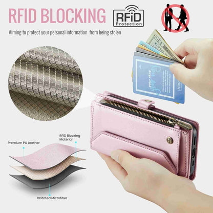 For iPhone 14 Pro CaseMe C36 Card Slots Zipper Wallet RFID Anti-theft Leather Phone Case(Pink) - iPhone 14 Pro Cases by CaseMe | Online Shopping UK | buy2fix