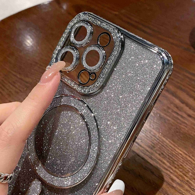 For iPhone 11 Pro Max Diamond Gradient Glitter Plated MagSafe Phone Case(Silver) - iPhone 11 Pro Max Cases by buy2fix | Online Shopping UK | buy2fix