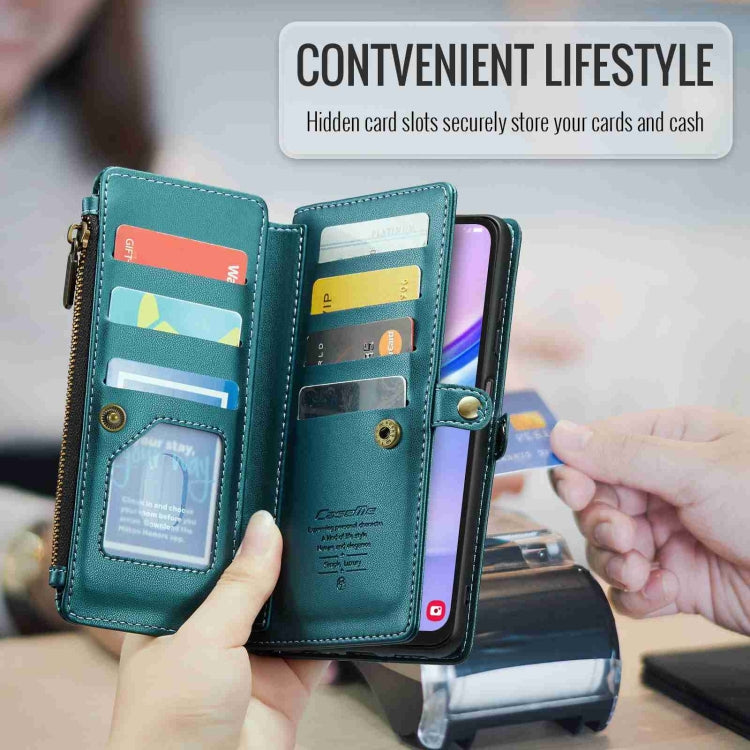 For Samsung Galaxy A15 CaseMe C36 Card Slots Zipper Wallet RFID Anti-theft Leather Phone Case(Blue-green) - Galaxy Phone Cases by CaseMe | Online Shopping UK | buy2fix