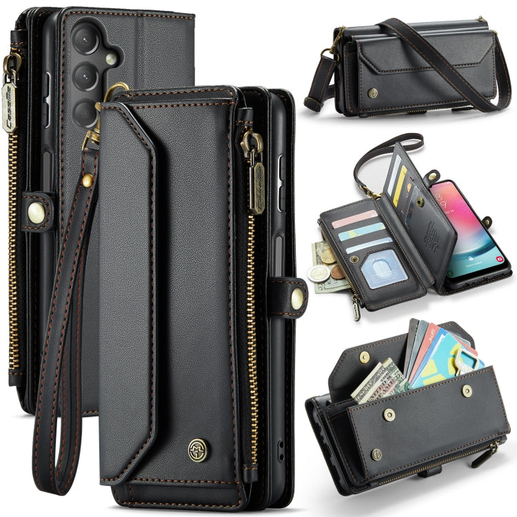 For Samsung Galaxy A24 CaseMe C36 Card Slots Zipper Wallet RFID Anti-theft Leather Phone Case(Black) - Galaxy Phone Cases by CaseMe | Online Shopping UK | buy2fix