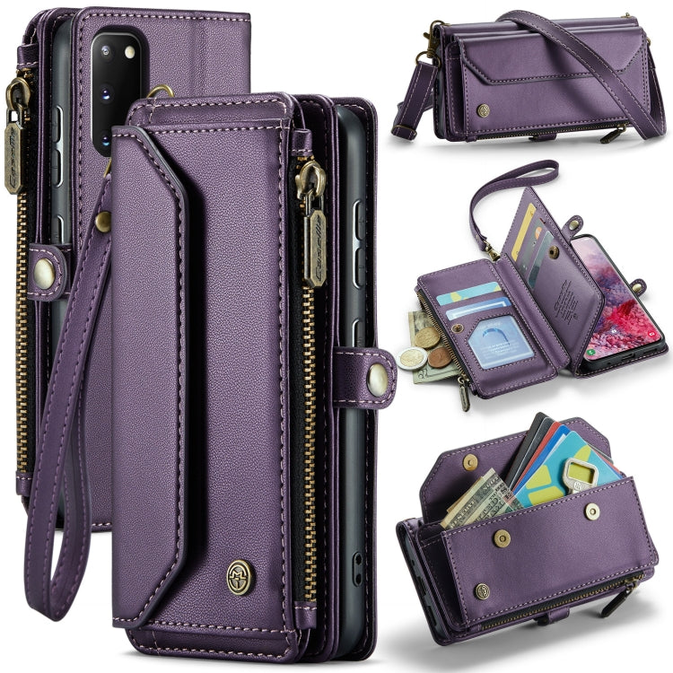 For Samsung Galaxy S20 CaseMe C36 Card Slots Zipper Wallet RFID Anti-theft Leather Phone Case(Purple) - Galaxy Phone Cases by CaseMe | Online Shopping UK | buy2fix