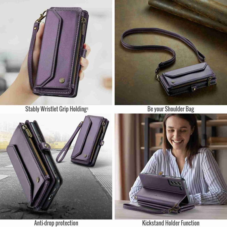 For Samsung Galaxy S21 FE 5G CaseMe C36 Card Slots Zipper Wallet RFID Anti-theft Leather Phone Case(Purple) - Galaxy Phone Cases by CaseMe | Online Shopping UK | buy2fix