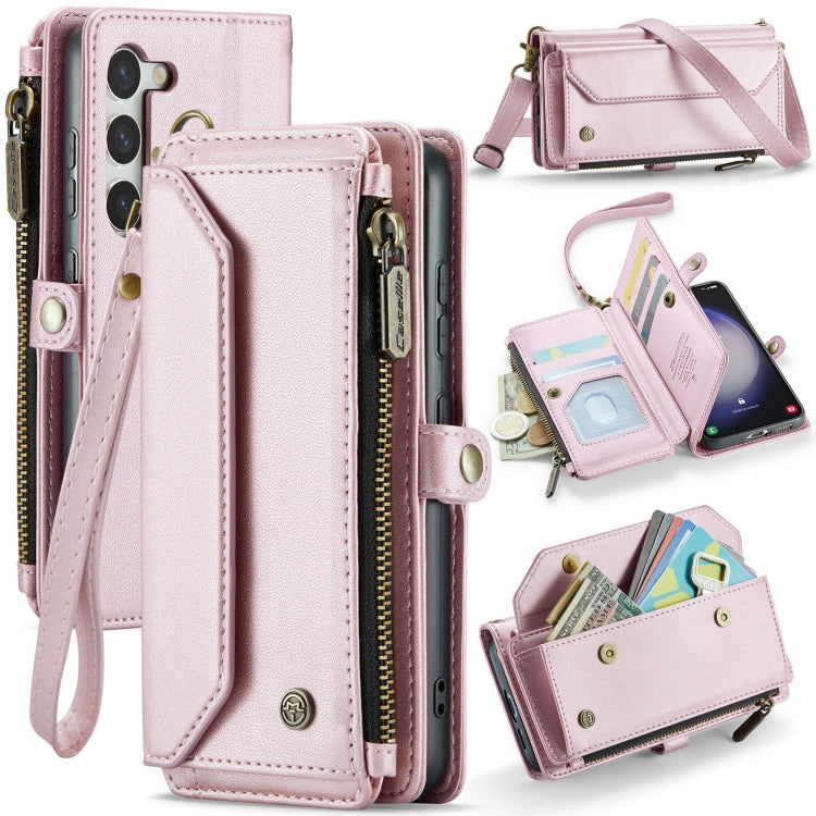 For Samsung Galaxy S23 5G CaseMe C36 Card Slots Zipper Wallet RFID Anti-theft Leather Phone Case(Pink) - Galaxy S23 5G Cases by CaseMe | Online Shopping UK | buy2fix