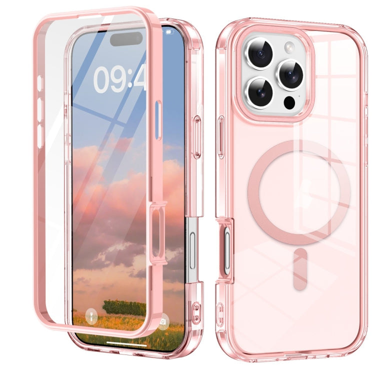 For iPhone 16 Pro Colorful MagSafe Magnetic PC Hybrid TPU Phone Case(Pink) - iPhone 16 Pro Cases by buy2fix | Online Shopping UK | buy2fix