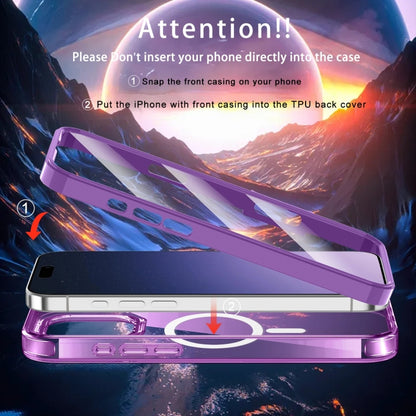 For iPhone 16 Pro Colorful MagSafe Magnetic PC Hybrid TPU Phone Case(Dark Purple) - iPhone 16 Pro Cases by buy2fix | Online Shopping UK | buy2fix