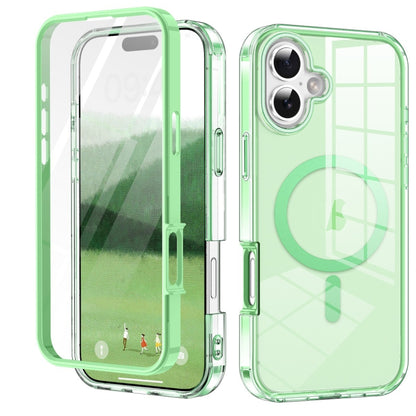 For iPhone 16 Plus Colorful MagSafe Magnetic PC Hybrid TPU Phone Case(Green) - iPhone 16 Plus Cases by buy2fix | Online Shopping UK | buy2fix