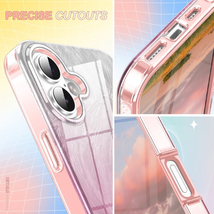 For iPhone 16 Plus IMD Gradient Feather PC Hybrid TPU Phone Case(Light Pink) - iPhone 16 Plus Cases by buy2fix | Online Shopping UK | buy2fix