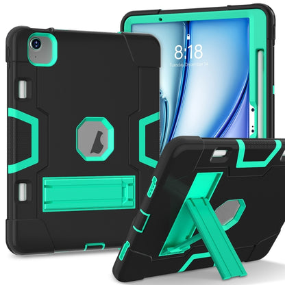 For iPad Air 11 2025 / 2024 Contrast Color Silicone Acrylic PC Tablet Case with Holder(Black Mint Green) - iPad Air 11 2025 / 2024 Cases by buy2fix | Online Shopping UK | buy2fix