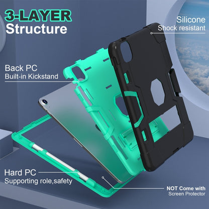 For iPad Air 11 2025 / 2024 Contrast Color Silicone Acrylic PC Tablet Case with Holder(Black Mint Green) - iPad Air 11 2025 / 2024 Cases by buy2fix | Online Shopping UK | buy2fix