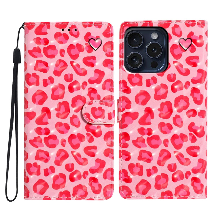 For iPhone 16 Pro Max 3D Pattern Leather Phone Case(Pink Leopard Print) - iPhone 16 Pro Max Cases by buy2fix | Online Shopping UK | buy2fix