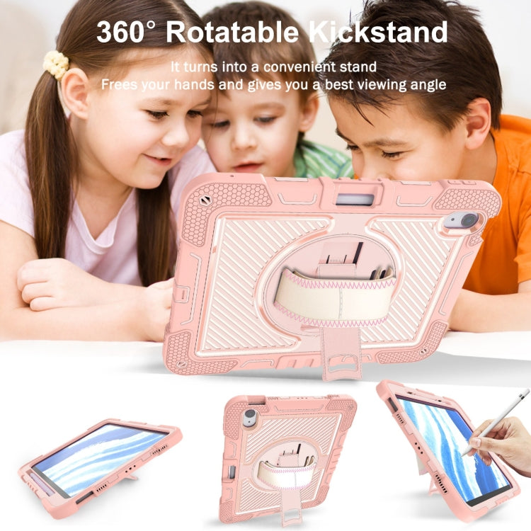 For iPad Air 11 2025 / 2024 360 Degree Rotation PC Contrast Silicone Tablet Case(Rose Gold) - iPad Air 11 2025 / 2024 Cases by buy2fix | Online Shopping UK | buy2fix