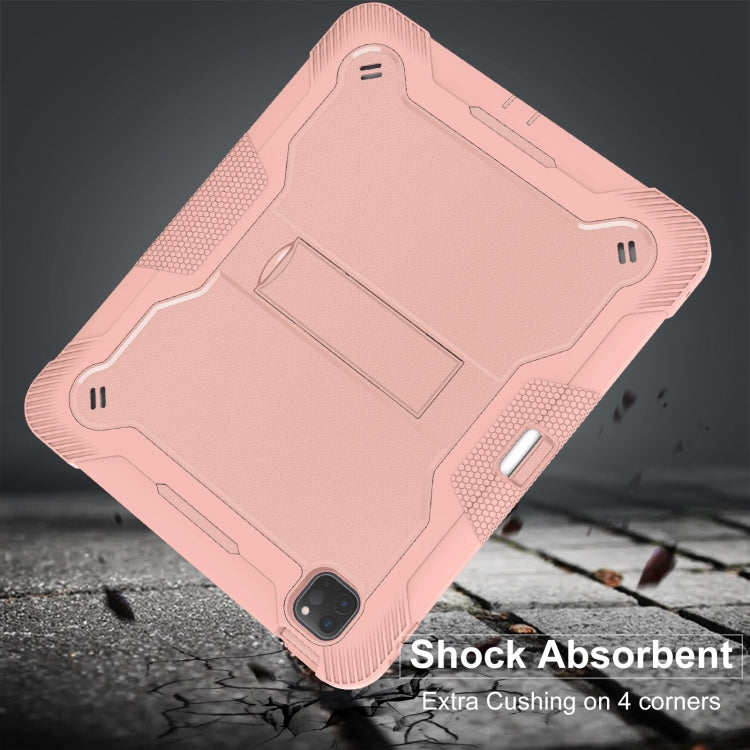 For iPad Pro 13 2024 Shockproof Silicone Hybrid PC Tablet Case with Holder(Rose Gold) - iPad Pro 13 2024 Cases by buy2fix | Online Shopping UK | buy2fix