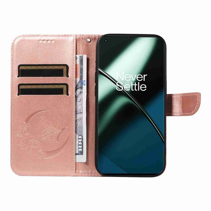 For OnePlus 11 5G Swallowtail Butterfly Embossed Leather Phone Case(Rose Gold) - OnePlus Cases by buy2fix | Online Shopping UK | buy2fix