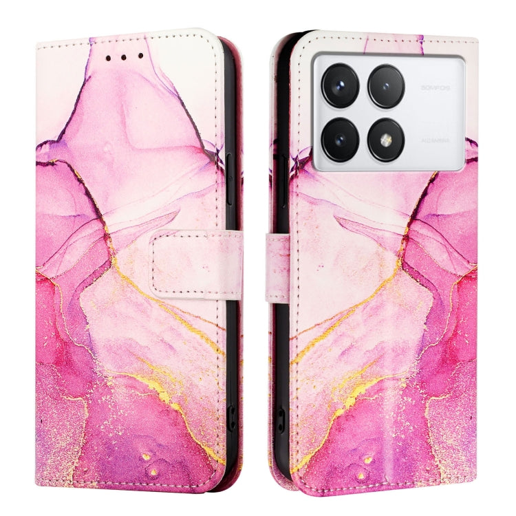 For Xiaomi Redmi K70 / K70 Pro PT003 Marble Pattern Flip Leather Phone Case(Pink Purple Gold) - K70 Cases by buy2fix | Online Shopping UK | buy2fix