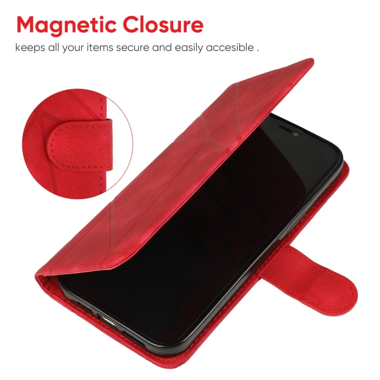 For Samsung Galaxy S24 / S25 5G Skin Feel Geometric Lines Leather Phone Case(Red) - Galaxy S24 5G Cases by buy2fix | Online Shopping UK | buy2fix