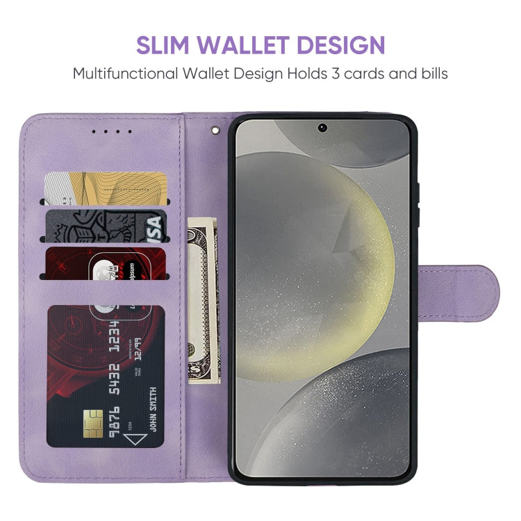 For Samsung Galaxy S24 / S25 5G Skin Feel Geometric Lines Leather Phone Case(Purple) - Galaxy S24 5G Cases by buy2fix | Online Shopping UK | buy2fix