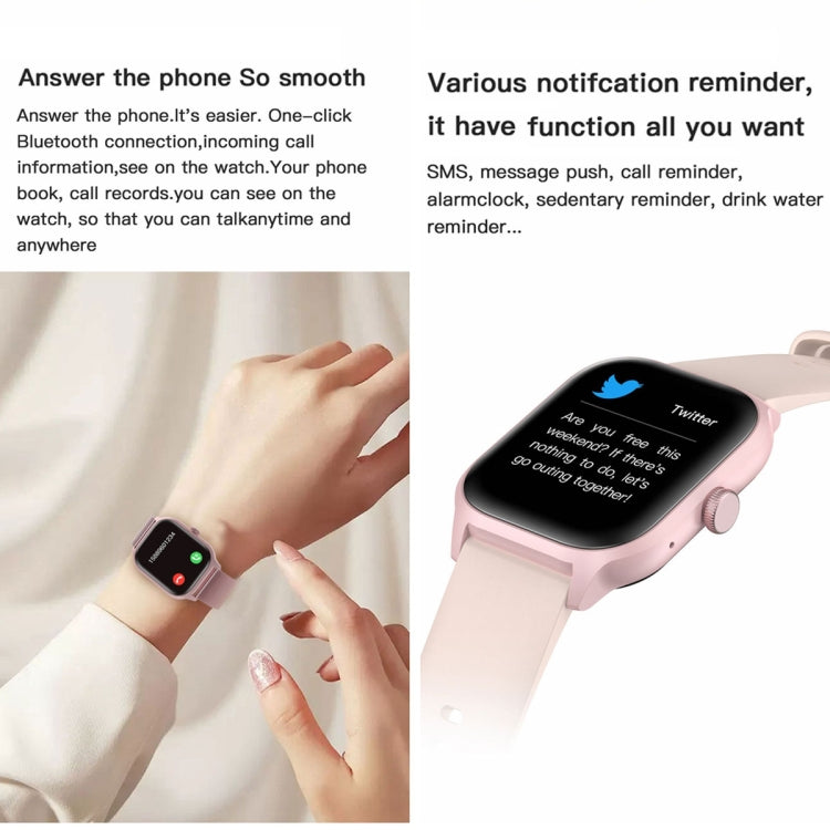 LEMFO LT10 2.01 inch TFT Screen Smart Watch Supports Bluetooth Call / Health Monitoring, Silicone Strap(Pink) - Smart Watches by LEMFO | Online Shopping UK | buy2fix