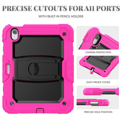 For iPad Air 11 2024 Silicone Hydric PC Tablet Case with Shoulder Strap & Holder(Rose Red) - iPad Air 11 2024 Cases by buy2fix | Online Shopping UK | buy2fix