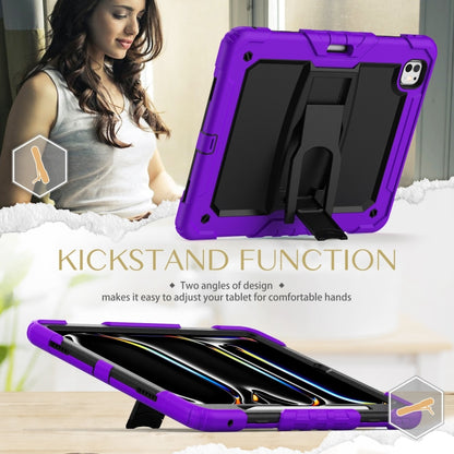 For iPad Pro 13 2024 Silicone Hydric PC Tablet Case with Shoulder Strap & Holder(Purple) - iPad Pro 13 2024 Cases by buy2fix | Online Shopping UK | buy2fix