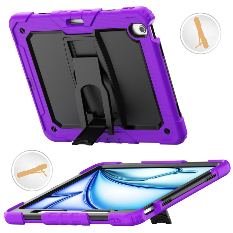 For iPad Air 13 2025 / 2024 Silicone Hydric PC Tablet Case with Shoulder Strap & Holder(Purple) - iPad Air 13 2025 / 2024 Cases by buy2fix | Online Shopping UK | buy2fix