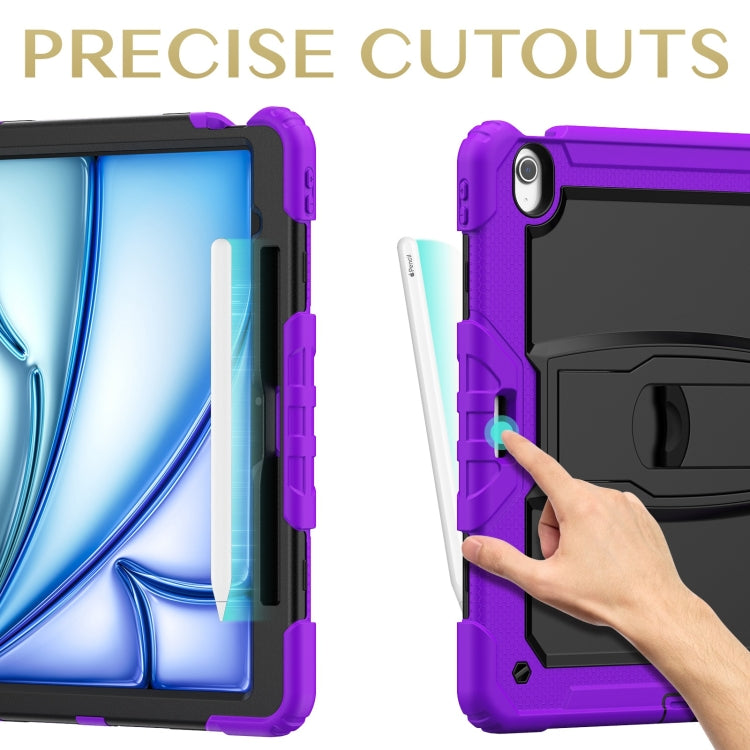 For iPad Air 13 2025 / 2024 Silicone Hydric PC Tablet Case with Shoulder Strap & Holder(Purple) - iPad Air 13 2025 / 2024 Cases by buy2fix | Online Shopping UK | buy2fix