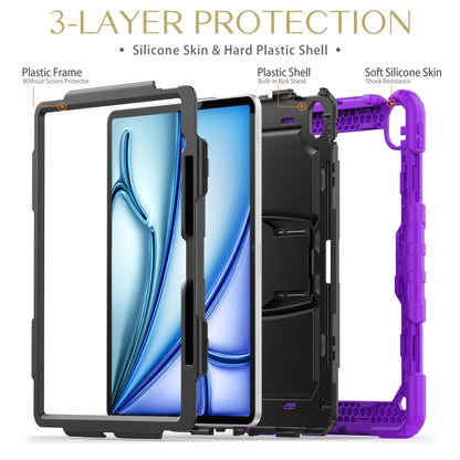 For iPad Air 13 2025 / 2024 Silicone Hydric PC Tablet Case with Shoulder Strap & Holder(Purple) - iPad Air 13 2025 / 2024 Cases by buy2fix | Online Shopping UK | buy2fix