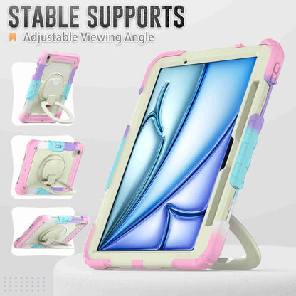 For iPad Air 11 2025 / 2024 Handle Silicone Hydric PC Tablet Case with Shoulder Strap(Rainbow Pink) - iPad Air 11 2025 / 2024 Cases by buy2fix | Online Shopping UK | buy2fix