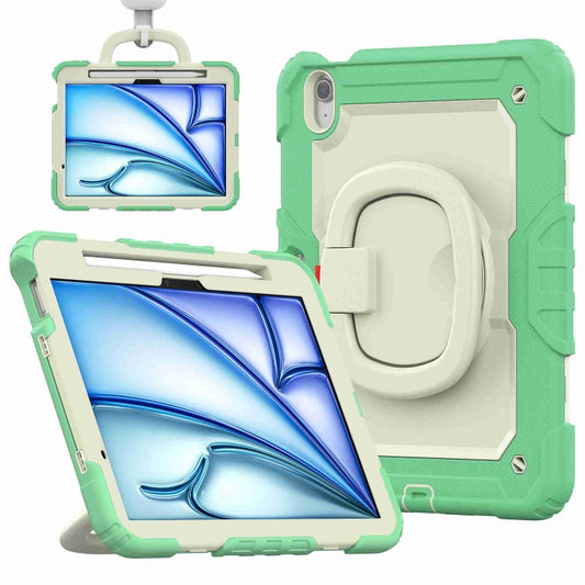 For iPad Air 11 2024 Handle Silicone Hydric PC Tablet Case with Shoulder Strap(Light Green) - iPad Air 11 2024 Cases by buy2fix | Online Shopping UK | buy2fix