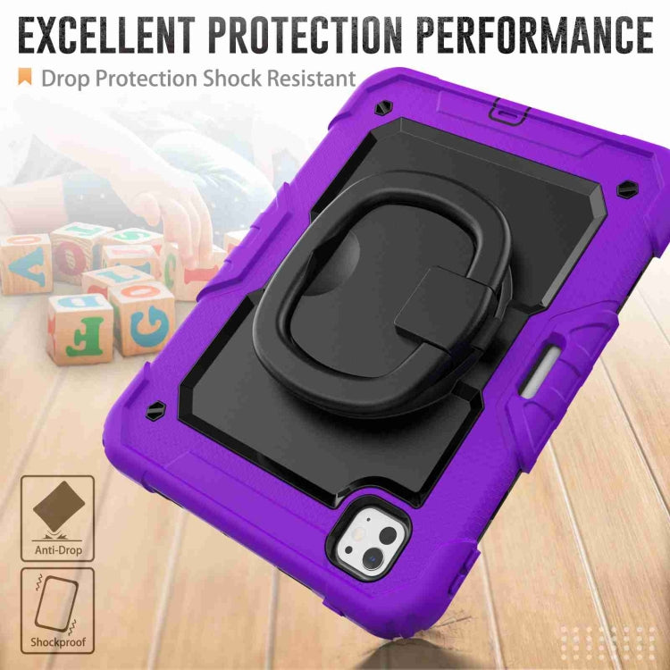 For iPad Pro 11 2024 Handle Silicone Hydric PC Tablet Case with Shoulder Strap(Purple) - iPad Pro 11 2024 Cases by buy2fix | Online Shopping UK | buy2fix