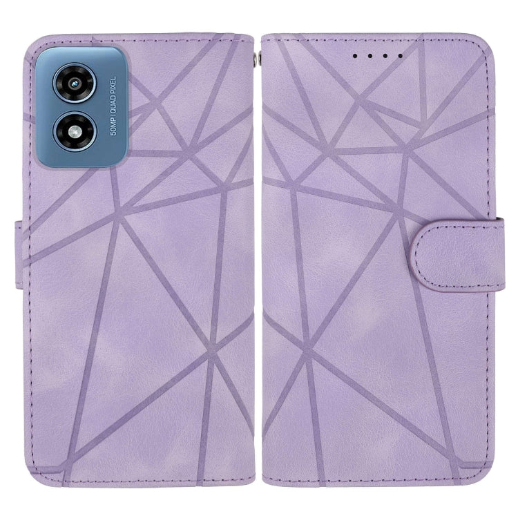 For Motorola Moto G Play 4G 2024 Skin Feel Geometric Lines Leather Phone Case(Purple) - Motorola Cases by buy2fix | Online Shopping UK | buy2fix