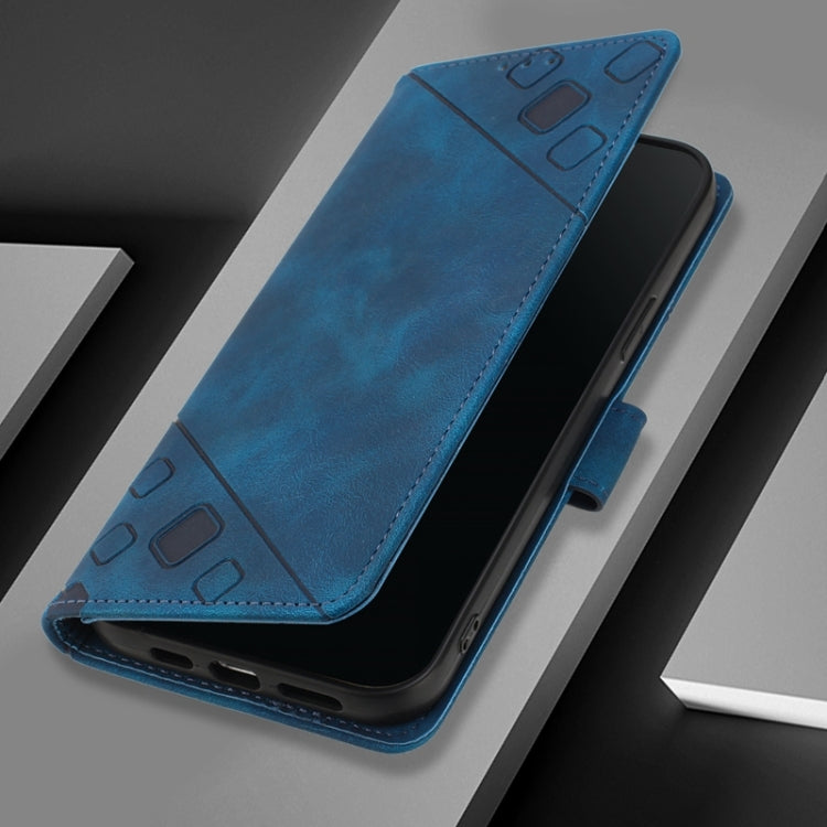 For Blackview A52 Skin Feel Embossed Leather Phone Case(Blue) - More Brand by buy2fix | Online Shopping UK | buy2fix