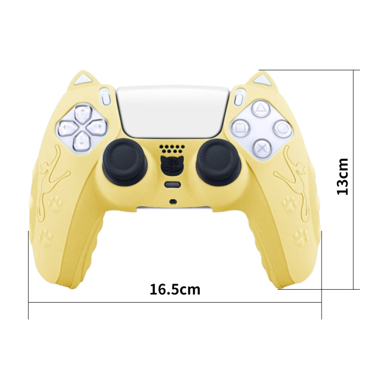 For Sony PS5 Cat Ear Shape Gamepad Silicone Protective Case(White) - Cases by buy2fix | Online Shopping UK | buy2fix