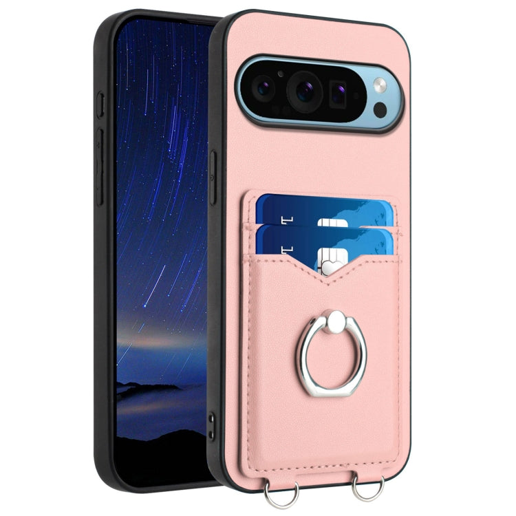 For Google Pixel 9 Pro XL R20 Ring Card Holder Phone Case(Pink) - Google Cases by buy2fix | Online Shopping UK | buy2fix